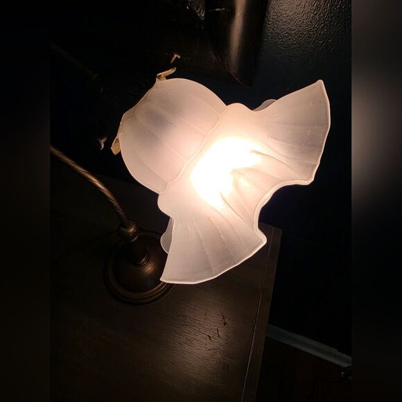 Vintage Brass And Glass Gooseneck Table Lamp/Decorative Nightstand French 16x11 - Picture 3 of 12